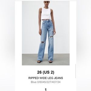 Zara ripped wide leg jeans